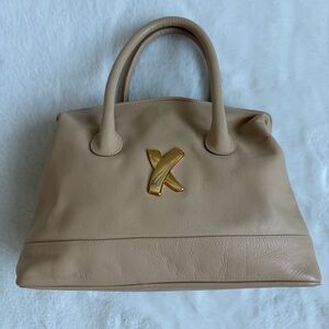 Paloma Picasso Beige Leather Top-Handle Satchel Gold Hardware